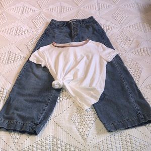 White Madewell top & Dynamite high rise jeans